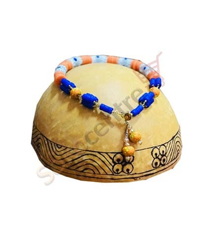 Blue and Orange Beaded Necklace and Earrings