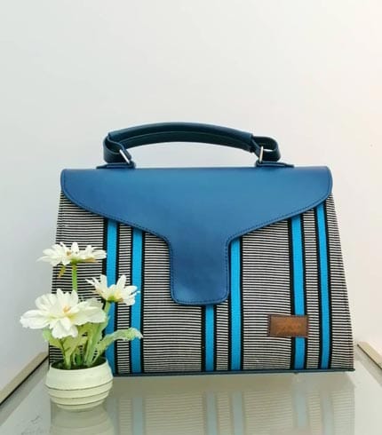 Blue & Black Smock Design Handbag