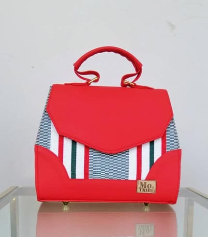 Red & White Smock Design Handbag